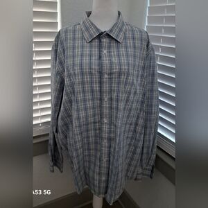 George Men's Light Blue Plaid Button Down Shirt